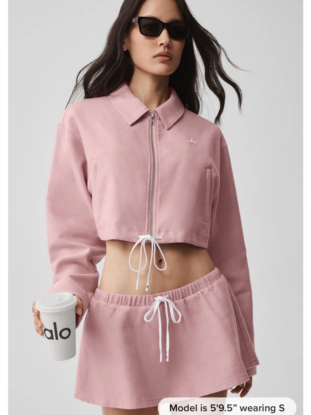 ALO Yoga Cropped Bomber Jacket in Dusty Pink